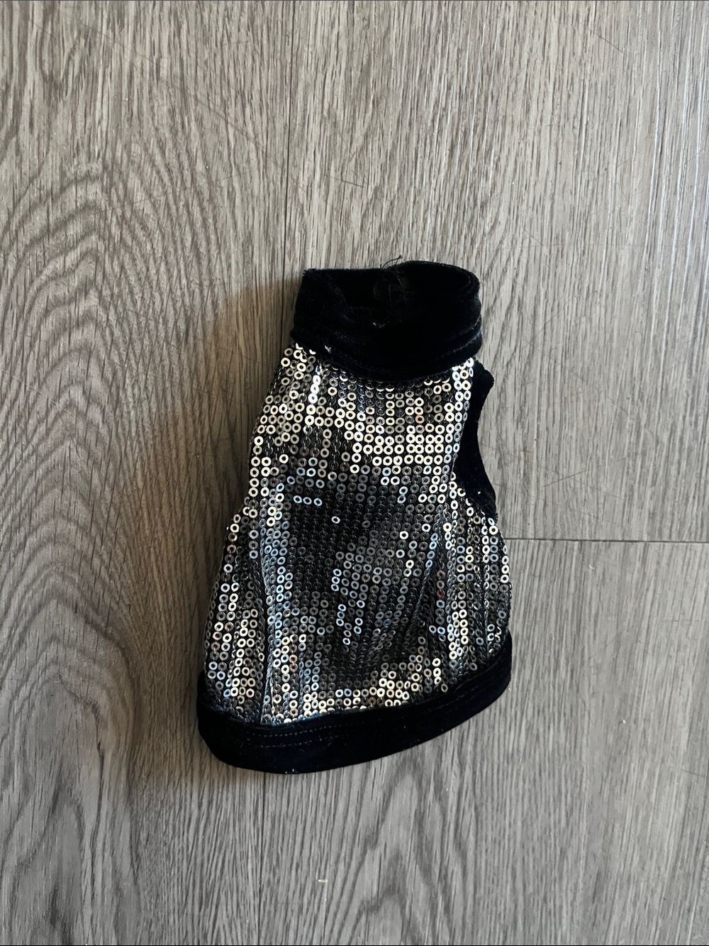 Sequin Velvet Dog Dress - Black & Silver